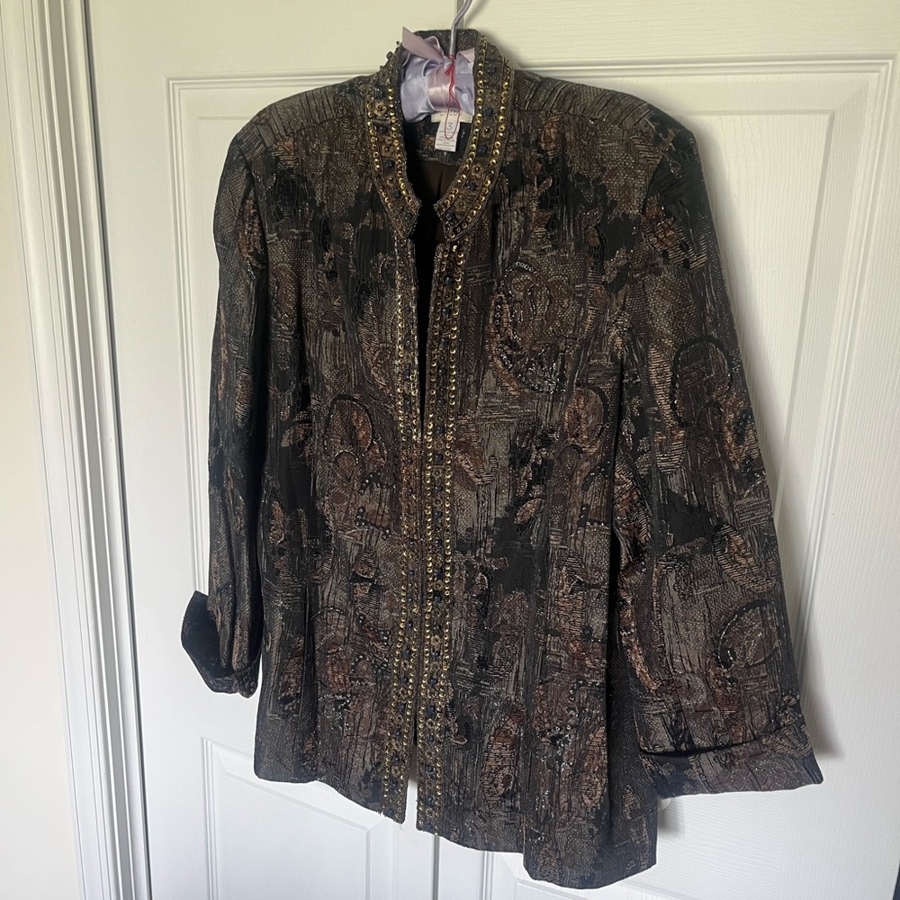 Chico's Black and Brown Embellished Blazer